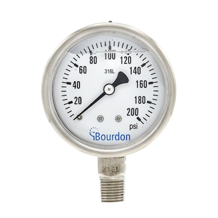 Bourdon 2 1/2 in. 0/100 PSI & BAR 1/4 in.LM MEX3-D51.S21/0133